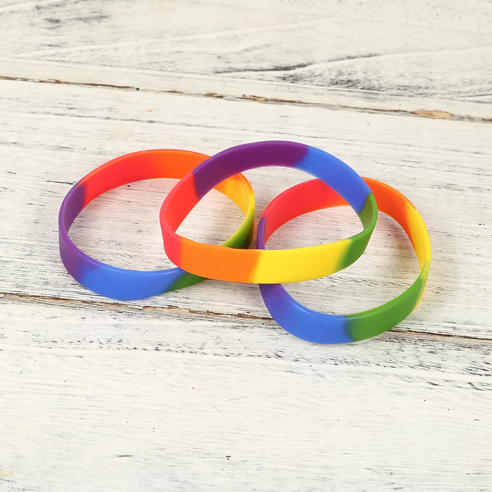 

12 Pcs Rainbow Colored Bracelet Pride Party Supplies Wrist Bands for Event Events Wristbands Silicone Bracelets