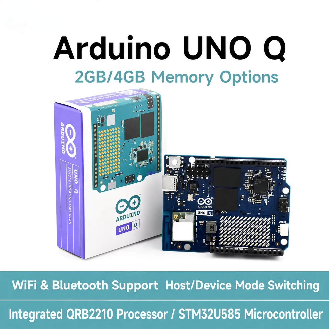 Arduino UNO Q ABX00162 2GB 16GB The new generation of single-board computers Dragonwing QRB2210  MPU STM32U585 MCU