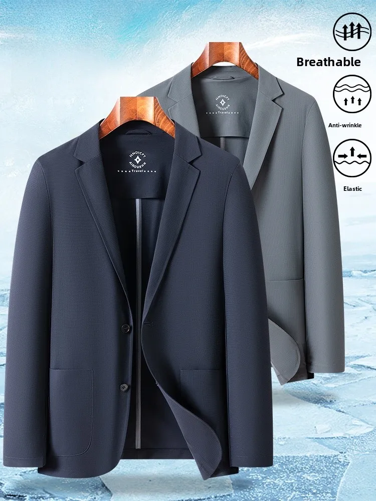 

Новая мужская повседневная легкая куртка из ледяного шелка с защитой от солнца, приталенного кроя, модная городская, с длинными рукавами, для бизнеса