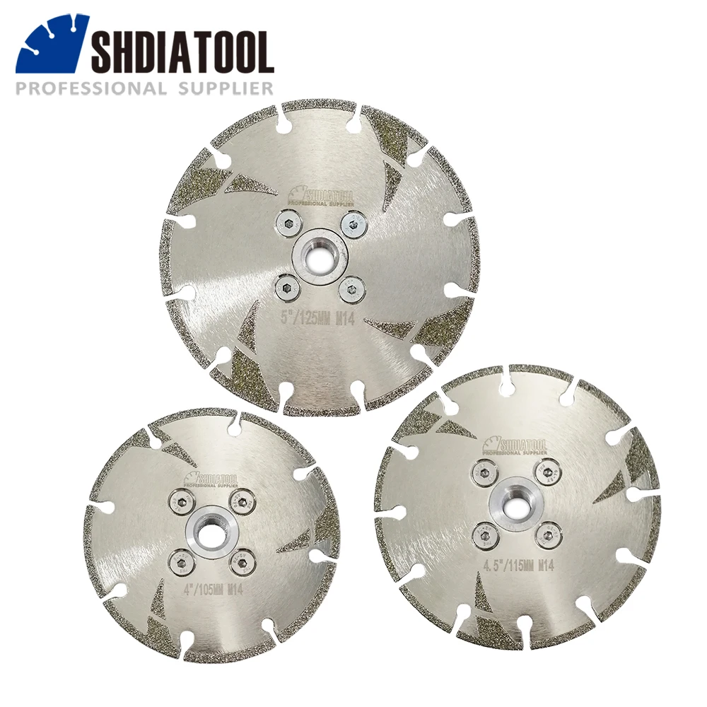 SHDIATOOL 1pc 105/115/125mm M14 Thread Electroplated Reinforced Diamond Cutting & Grinding Blade Diamond Disc Marble Sawblade