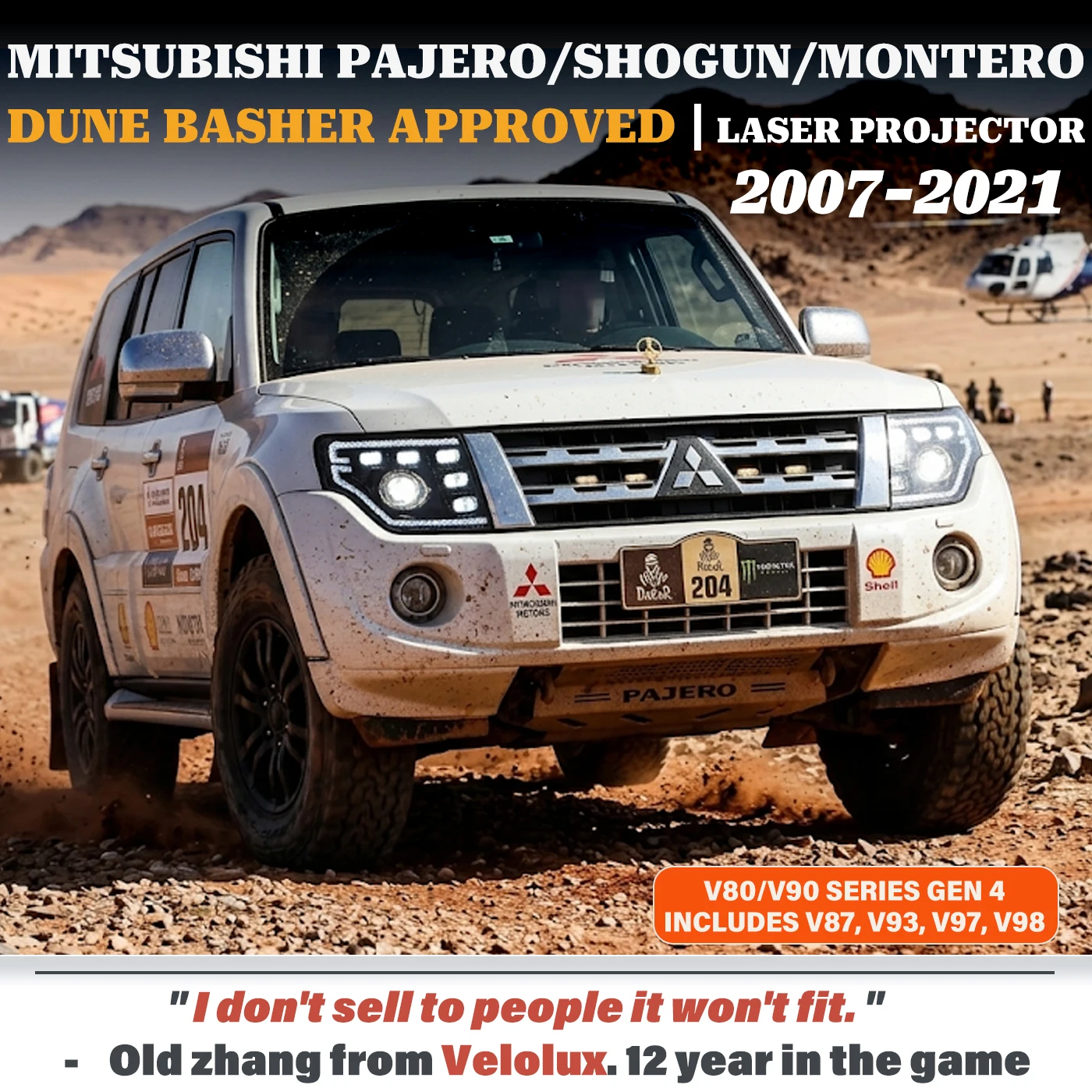 

For Mitsubishi Pajero Shogun Montero Gen 4 V87 V93 V97 V98 2007-2021 Laser LED Headlight Assembly w/ Dynamic Startup Sequential