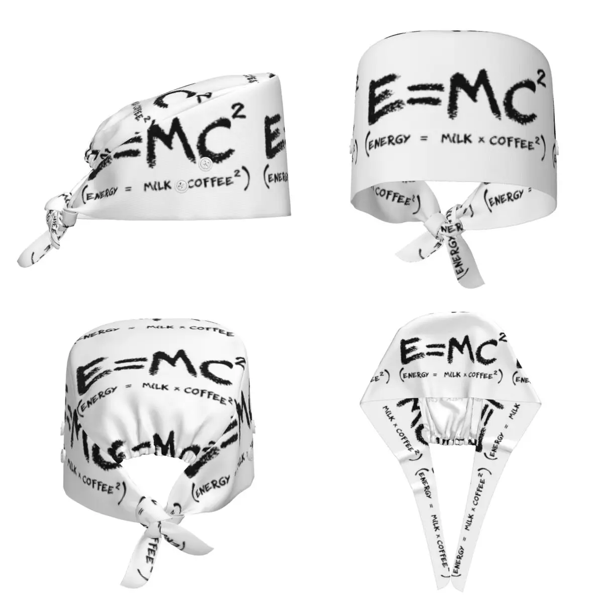 Science E = MC2 Energy Milk Coffee Physics Math Scrub Hat Doctor Working Surgical Cap Men Women Adjustable Nursing Caps Dentist