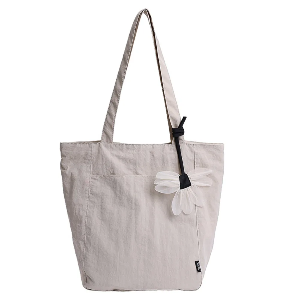 

Cute Korean Style Nylon Shoulder Bag Lightweight Waterproof Tote Bag Large Capacity Solid Color Handbag Office Worker