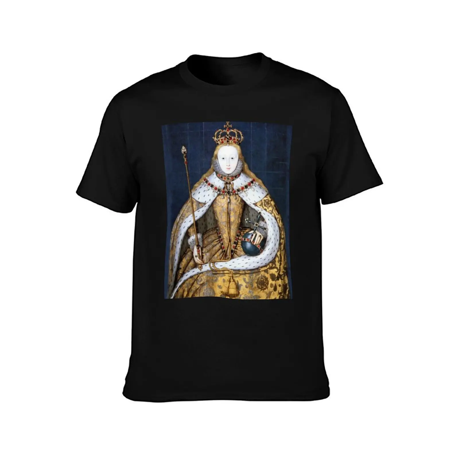 Elizabeth I Coronation Portrait T-Shirt Active Sports Short Sleeve Cotton Shirt T-Shirt