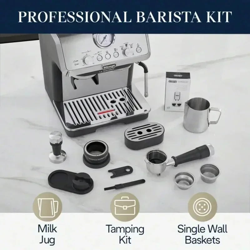 DD2De’Longhi EC9155MB,Espresso Machine with Grinder,Cup Coffee&Cappuccino Maker with Professional,Barista SS Kit Included,1450W