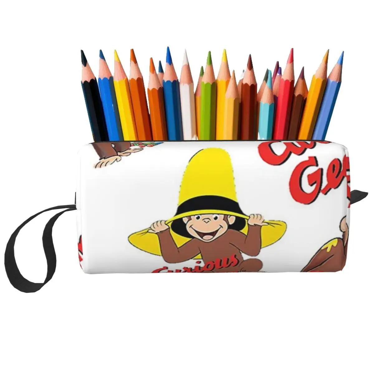 Curious George Makeup Bag Cosmetic Organizer Storage Dopp Kit Toiletry Cosmetic Bag for Women Beauty Travel Pencil Case
