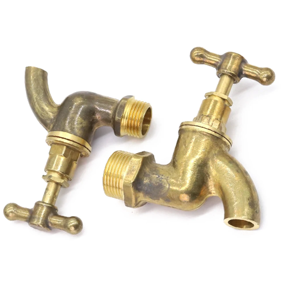 1PC Old Style Garden Home Irrigation Faucet 1/2'' 3/4'' Male Thread Antique Taps Coupling Adapter Durable Brass Copper Connector