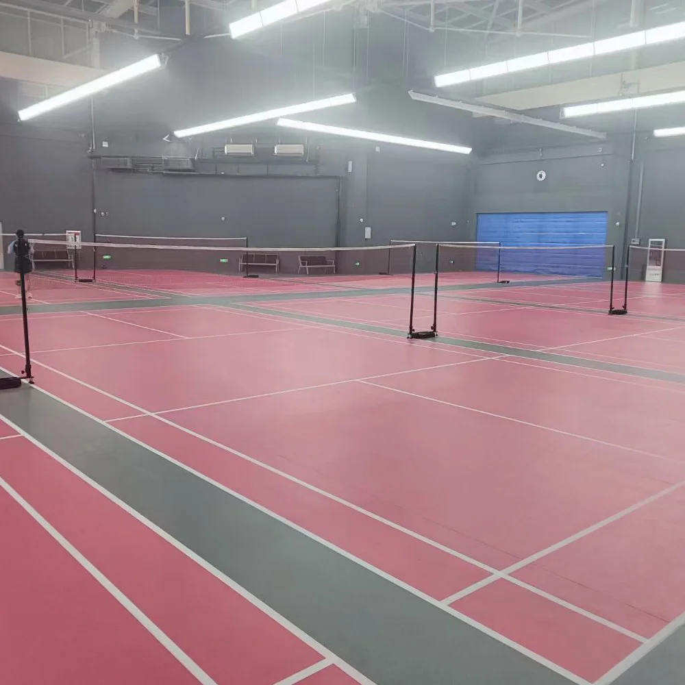 Beable 4.5mm Pink Color PVC Flooring For Badminton Court Crystal Sand Professional Badminton Floor