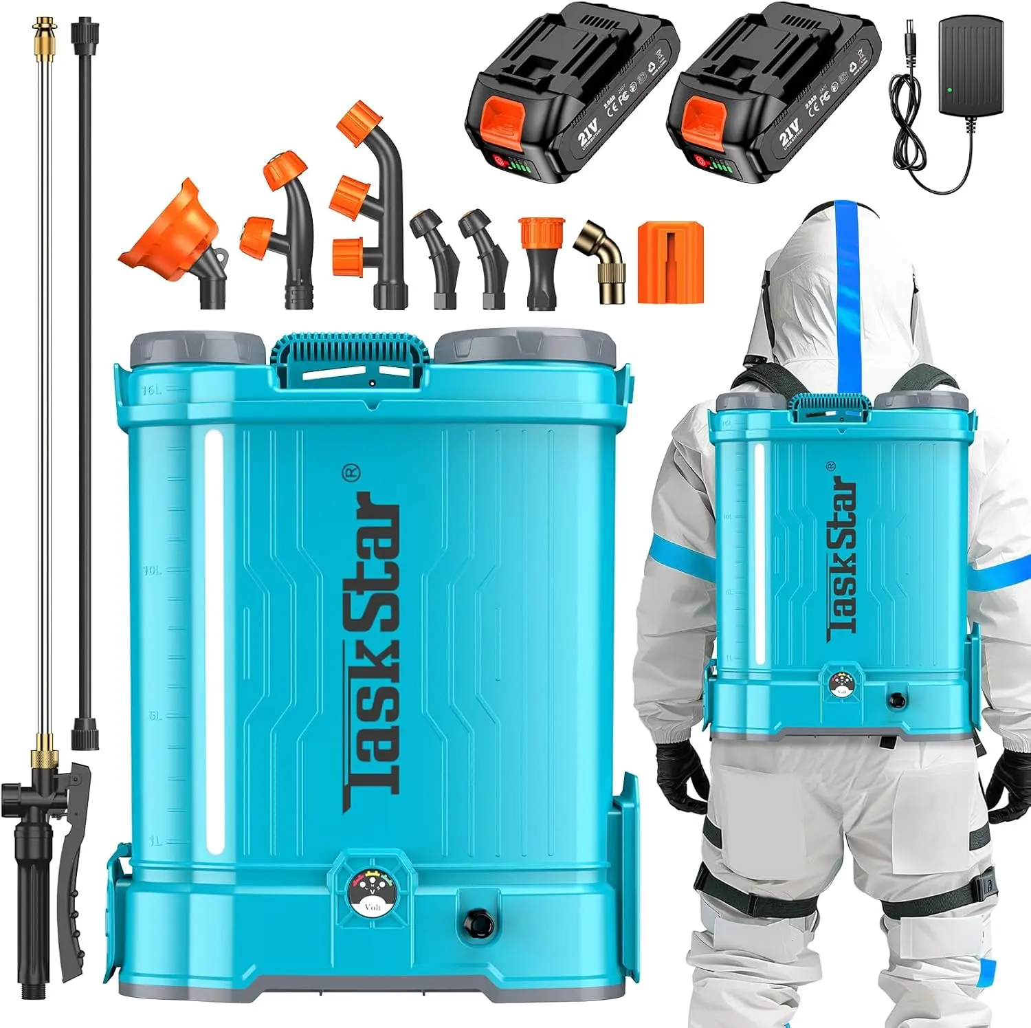 

Taskstar Backpack Electric Sprayer 4 Gallon Cordless Lawn Sprayer 100PSI Weeding Spraying Yard Cleaning for Makita 18V Battery