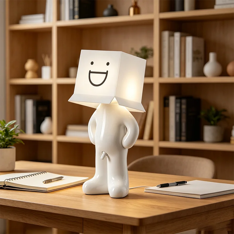 Children Bedroom Bedside Decor Naughty Boy LED Table Lamp Creative Pleats USB Plug Soft Warm Reading Night Light Supply