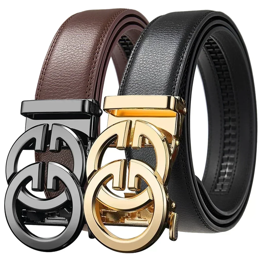 Plus Size 170 160 150cm Double G Famous Designer Luxury Brand Men Belt High Quality PU Leather Automatic Business Male Waistband