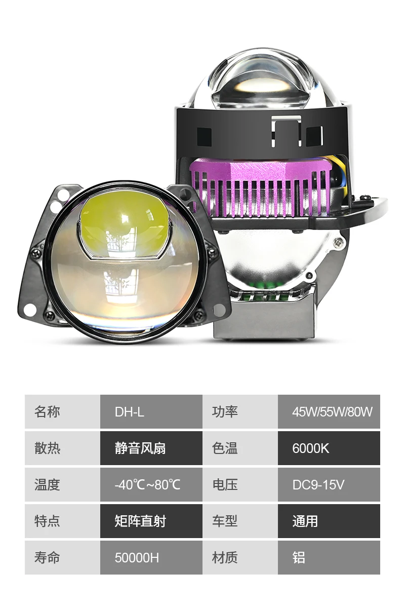 150W/set Bi LED projector lens 6000K 12V 3.0 inch aluminum car headlight laser LED auto parts view 3