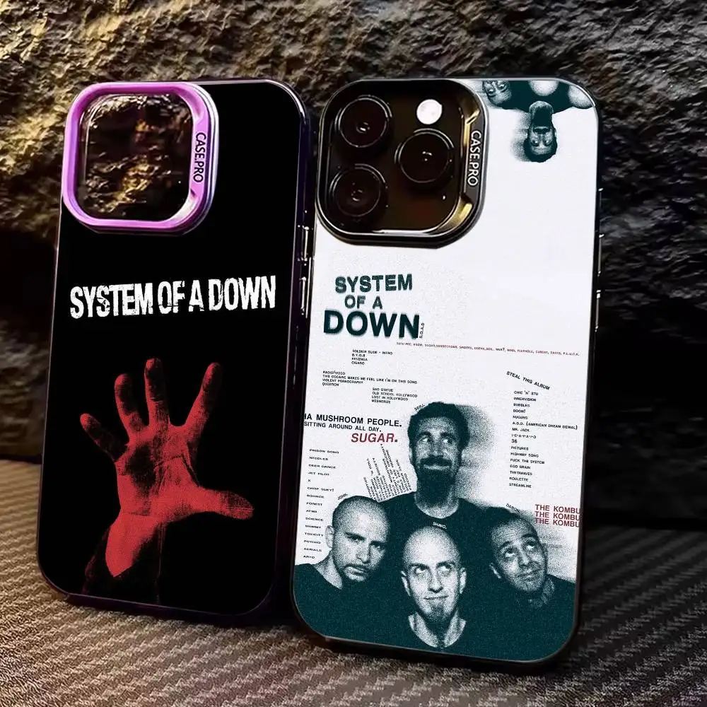 

Чехол для телефона S-System of a Down Rock Band для iPhone 17,16,15,14,13,12,11 Plus, Pro Max, цветной серебристый чехол для телефона