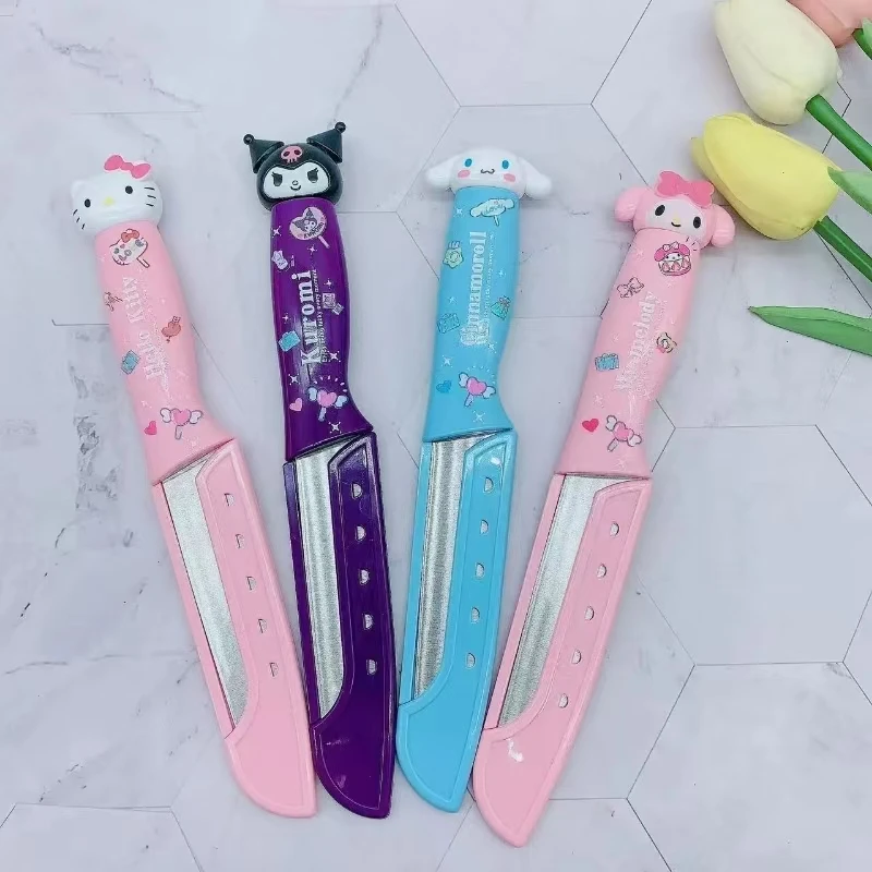 Hello Kitty Fruit Knife Sanrio Anime Stainless Steel Kitchen Peeling Knife Portable Outdoor Vegetable and Fruit Peeling Knife