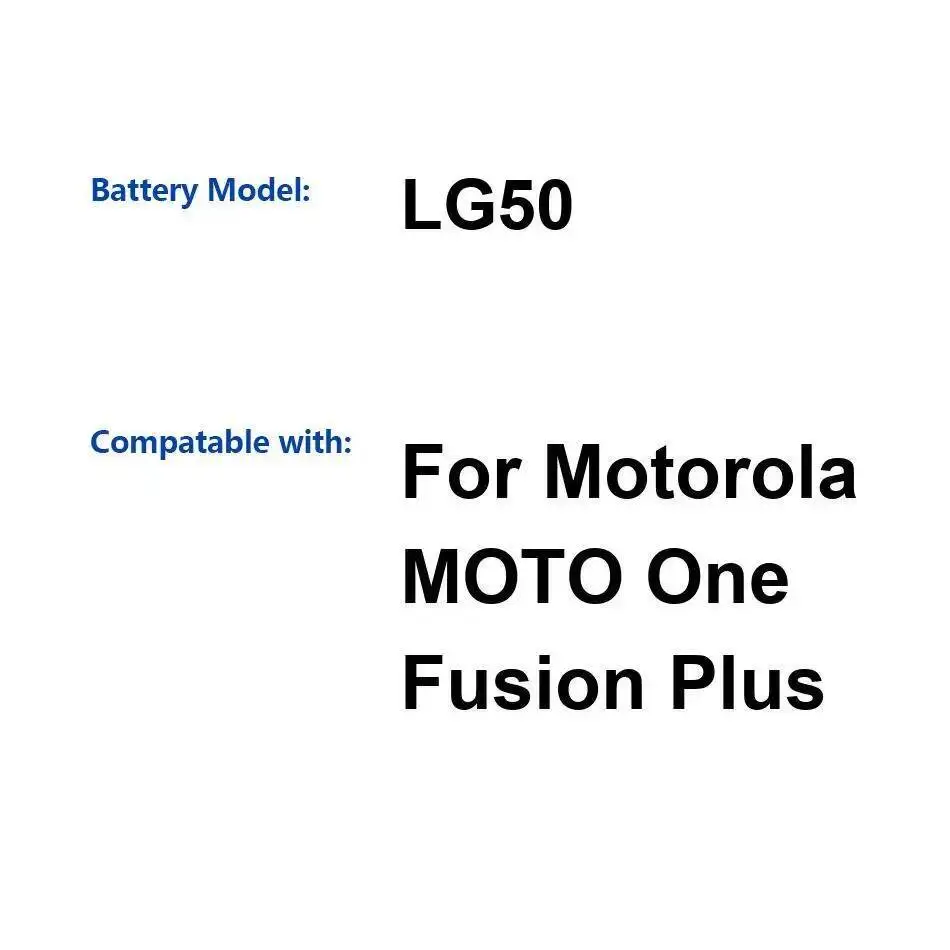 

Аккумулятор для мобильного телефона LG50 высокой емкости для Motorola Moto One Fusion Plus 5000 мАч