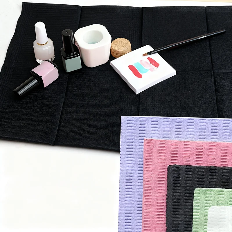 25/50/125 قطعة أسود ملون المتاح المطرزة النسيج مسمار الوسادة ثلاث طبقات العزلة جاهزة وسادة ورقة مسمار الوشم تنظيف