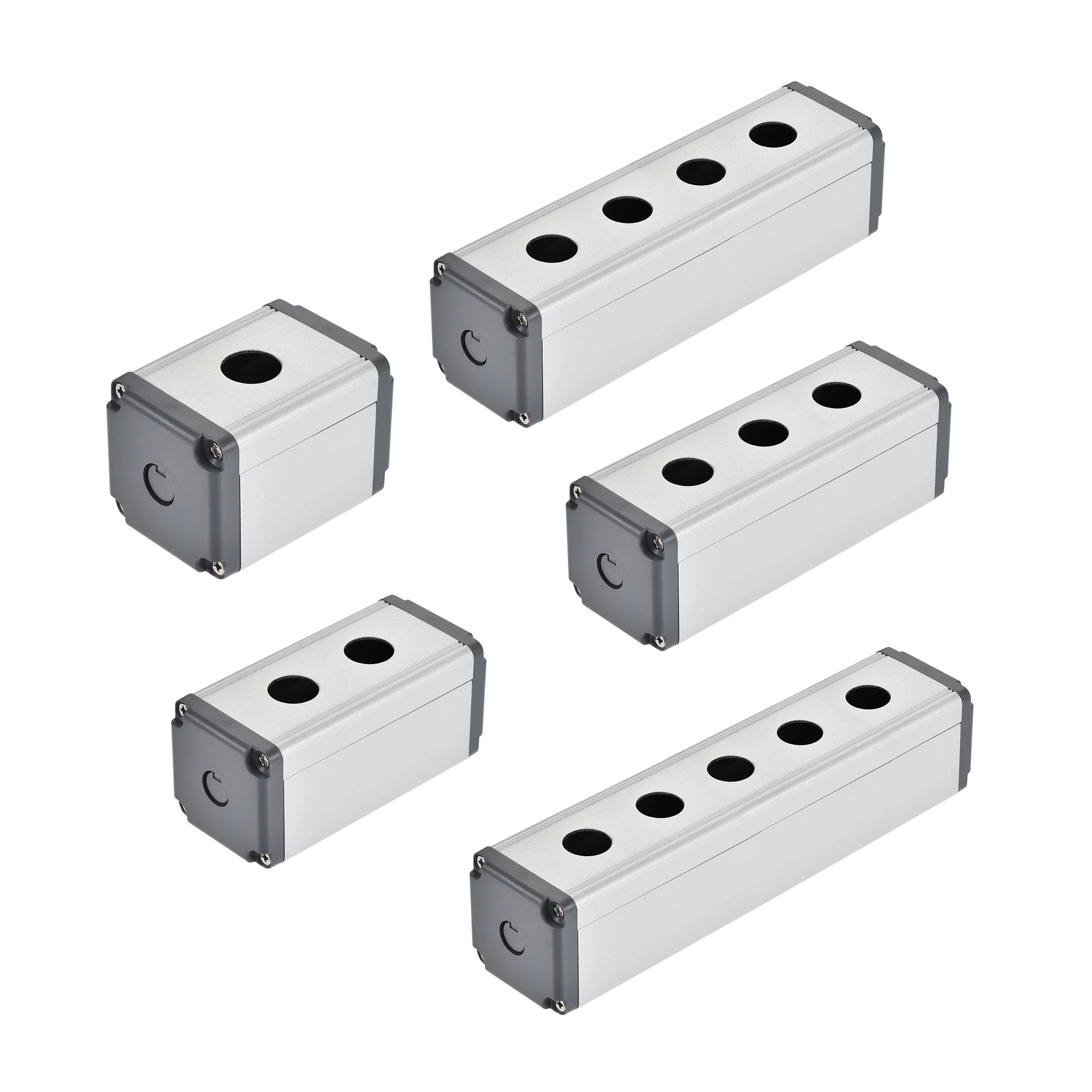 UXCELL 16mm Waterproof Aluminium Push Button Switch Box 1/2/3/4/5 Hole Aluminum Switch Button Station Box with a PG7 Cable Gland