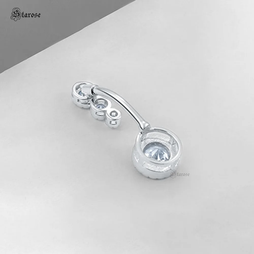 Top Quality 1.6x6/8/10mm 14G 925 Sterling Silver Bar Navel Piercing Women Belly Piercing Jewelry Round Zircon Belly Button Rings