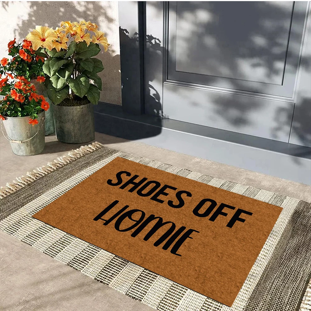 

Shoes Off Homie Doormat Outside, Anti-slip Rubber Floor Mats, Ins Style Porch Rug,Entryway Door Mat, Home Decor Carpet