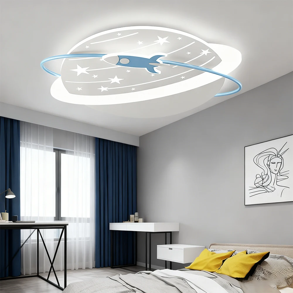 

Современный креативный светодиодный потолочный светильник в виде детского мультяшного космического корабля для детской комнаты, спальни, декоративное освещение для интерьера