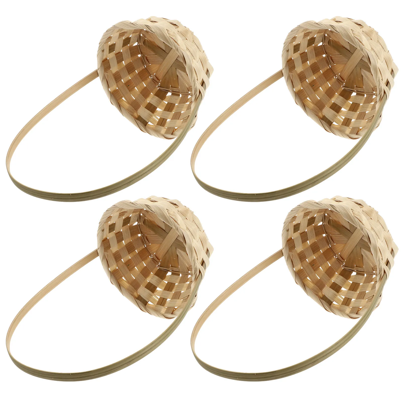 

4Pcs Bamboo Storage Basket Easy Clean Reusable for Fruit Holder Flower Arrangement Wedding Decor Hand-Woven Container