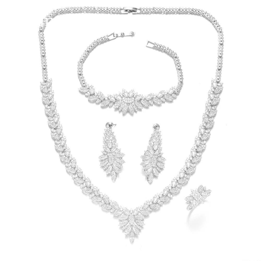 Emmaya Hot Sale AAA Cubic Zircon Noble Jewelry Set Leaves Shape Design For Women&Girls Ingenious Elegant Gift