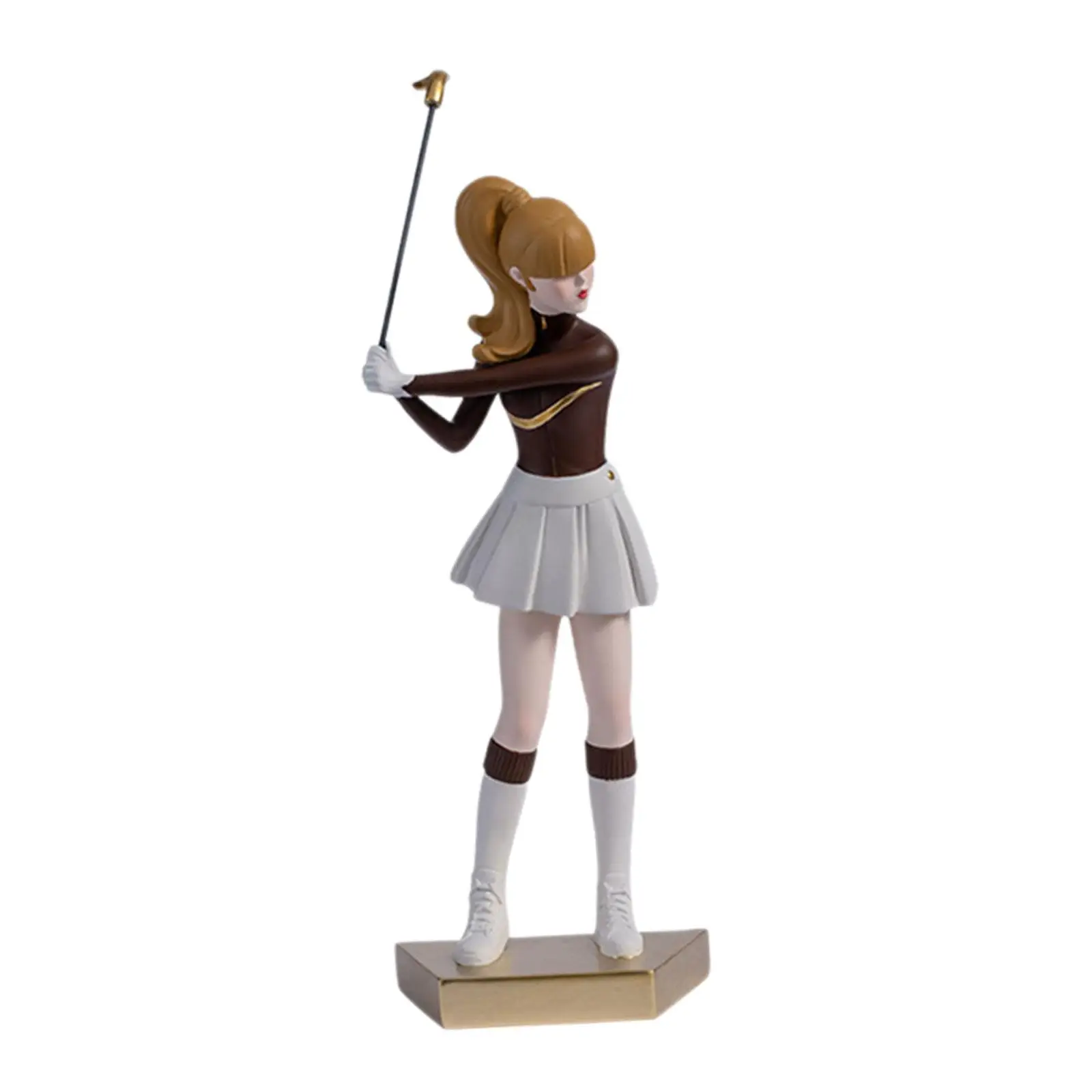Lady Golfer Statue Decoration Table Centerpiece Sports Theme Resin Golfer Figurine Sculpture for Apartment Desk Office Hotel