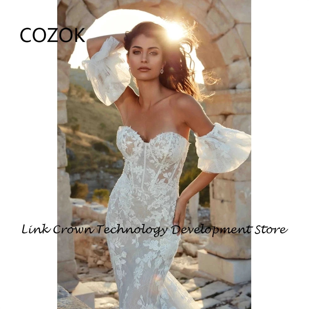 COZOK-Vestidos De Novia De sirena sin tirantes para mujer, ropa De princesa hasta el suelo, con botones en la espalda, para verano, 2024