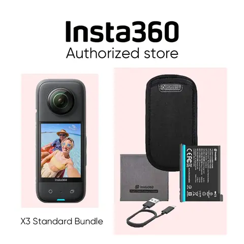 Action Camera Insta360 X3-360 con video HDR attivo 5.7K 360, fotocamera a obiettivo singolo 4K, stabilizzazione FlowState, touchscreen da 2,29"