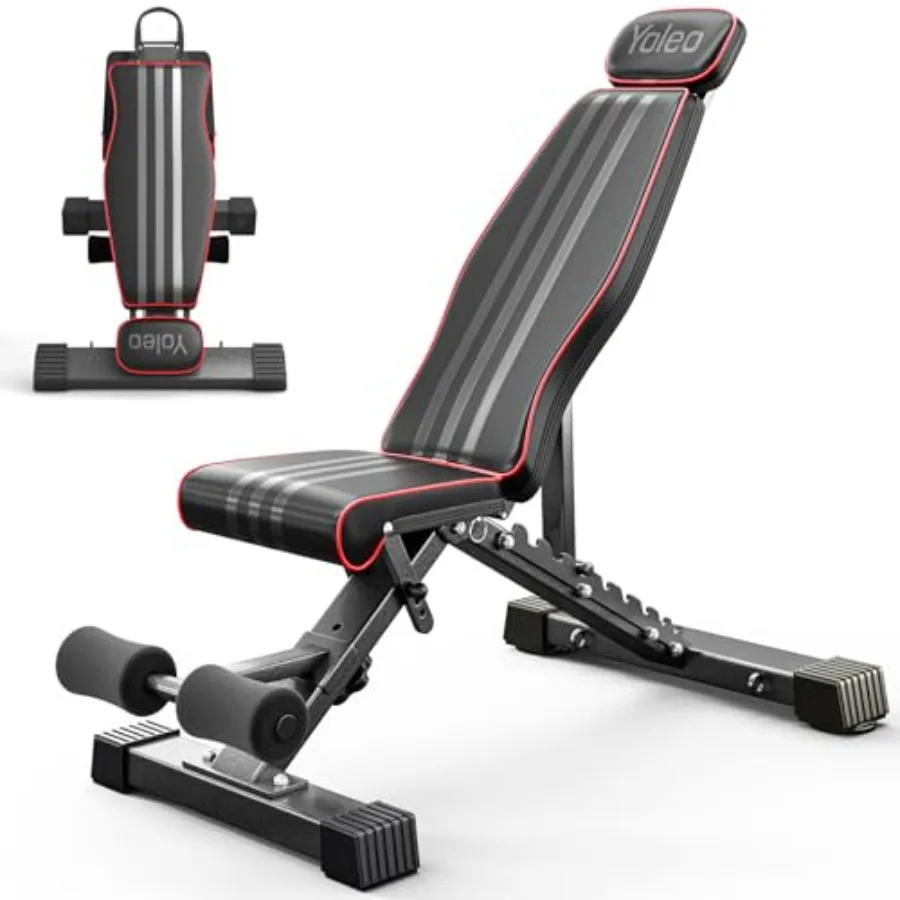 

Adjustable Weight Bench 827LB Extended 32.3 Backrest for Tall Users 3-Second Foldable Workout Bench for Home Gym Decline/Flat/I