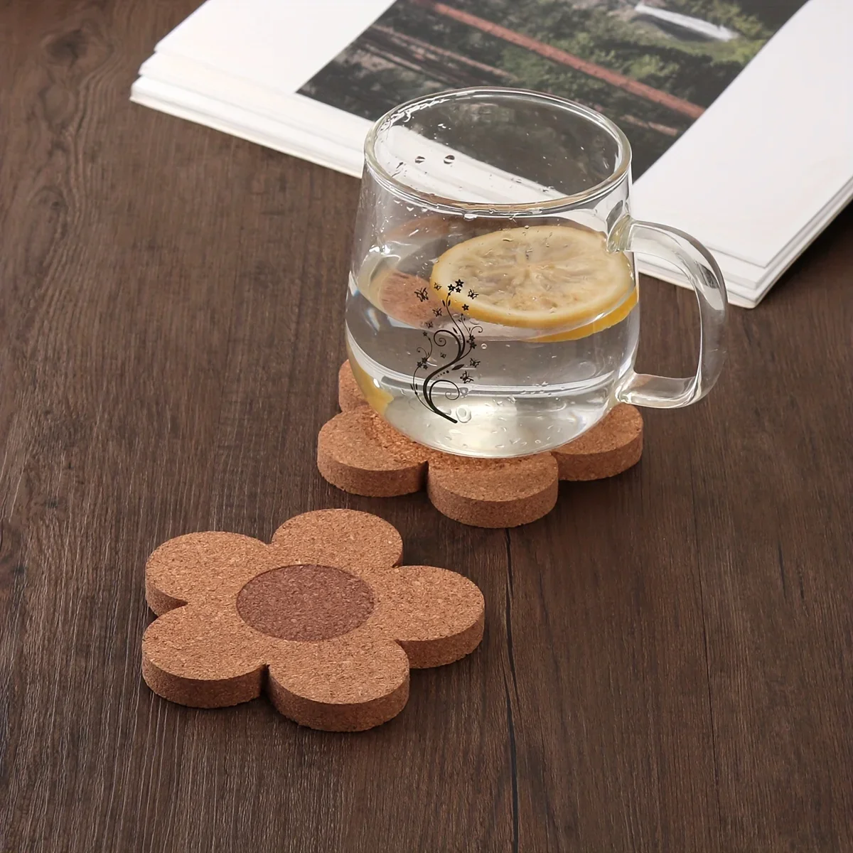 

Heat Insulation Pads Home Flower Cork Pads Heat-resistant Table Mats Anti-scalding Placemats Tableware Creative Bowl Cup Mats
