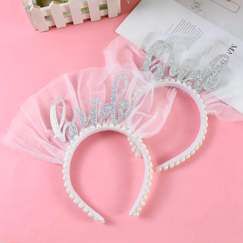 Velo de perlas blancas para novia, diadema para novia, tocado para despedida de soltera, decoración para fiesta nupcial, regalo de boda