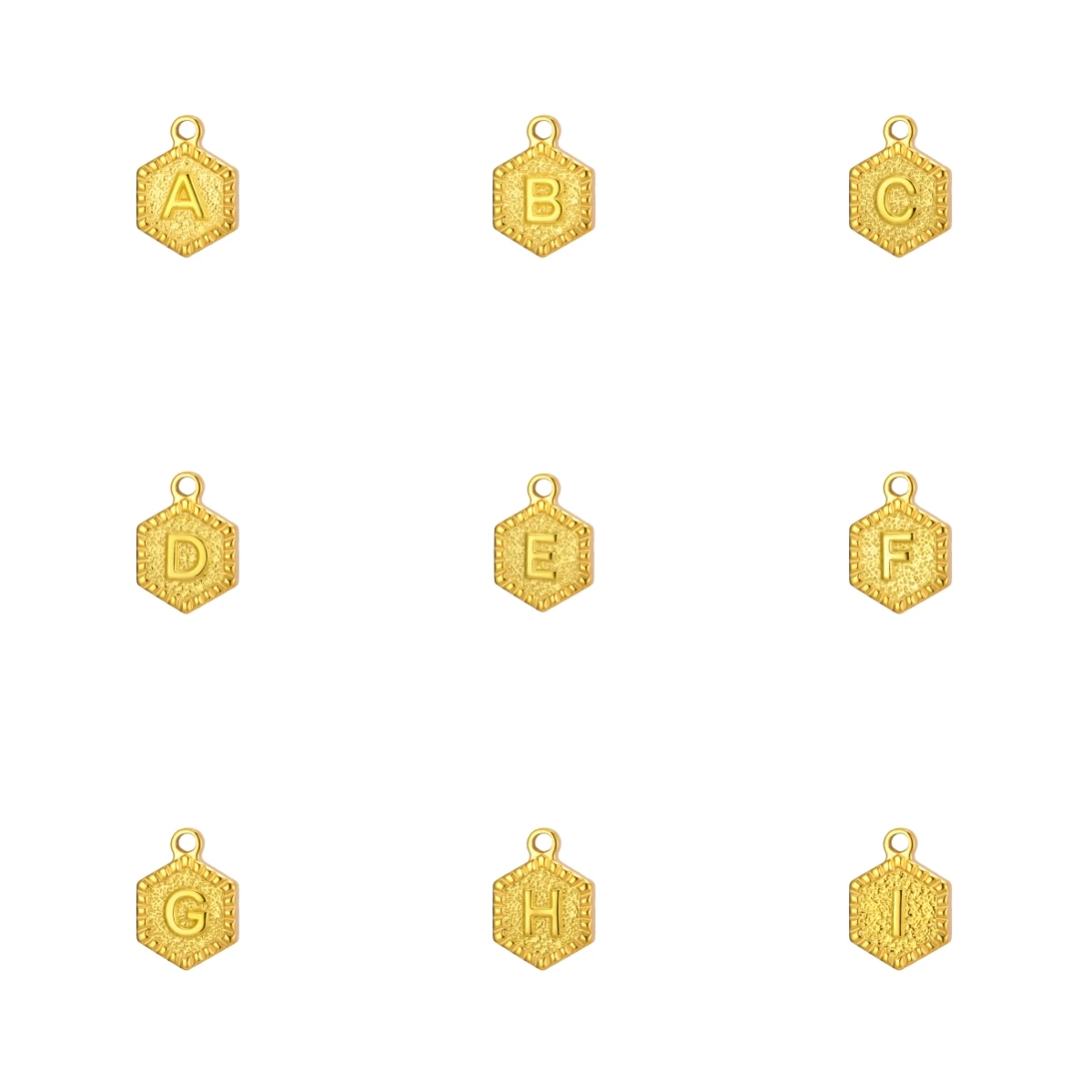 Stainless Steel Hexagonal Letter Pendant  A-Z 26 Lettters Gold Color Charms  Jewelry Set Gifts DIY Necklace Earrings Accessories