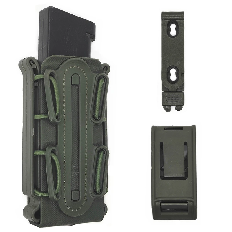 9mm Pistol Mag Carrier Holster Soft Shell Tactical Magazine Pouch Holder with Molle Clip and Belt Clip for for Airsoft Shooting