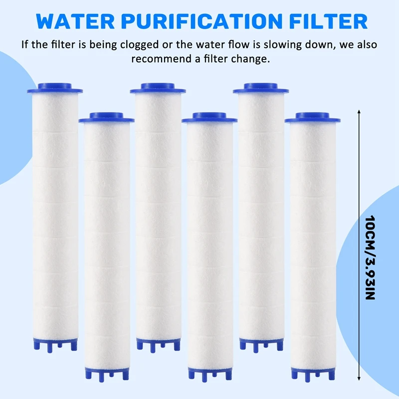 高圧シャワーフィルターコア、ハンドヘルド浄水、バスルームバス、6個
