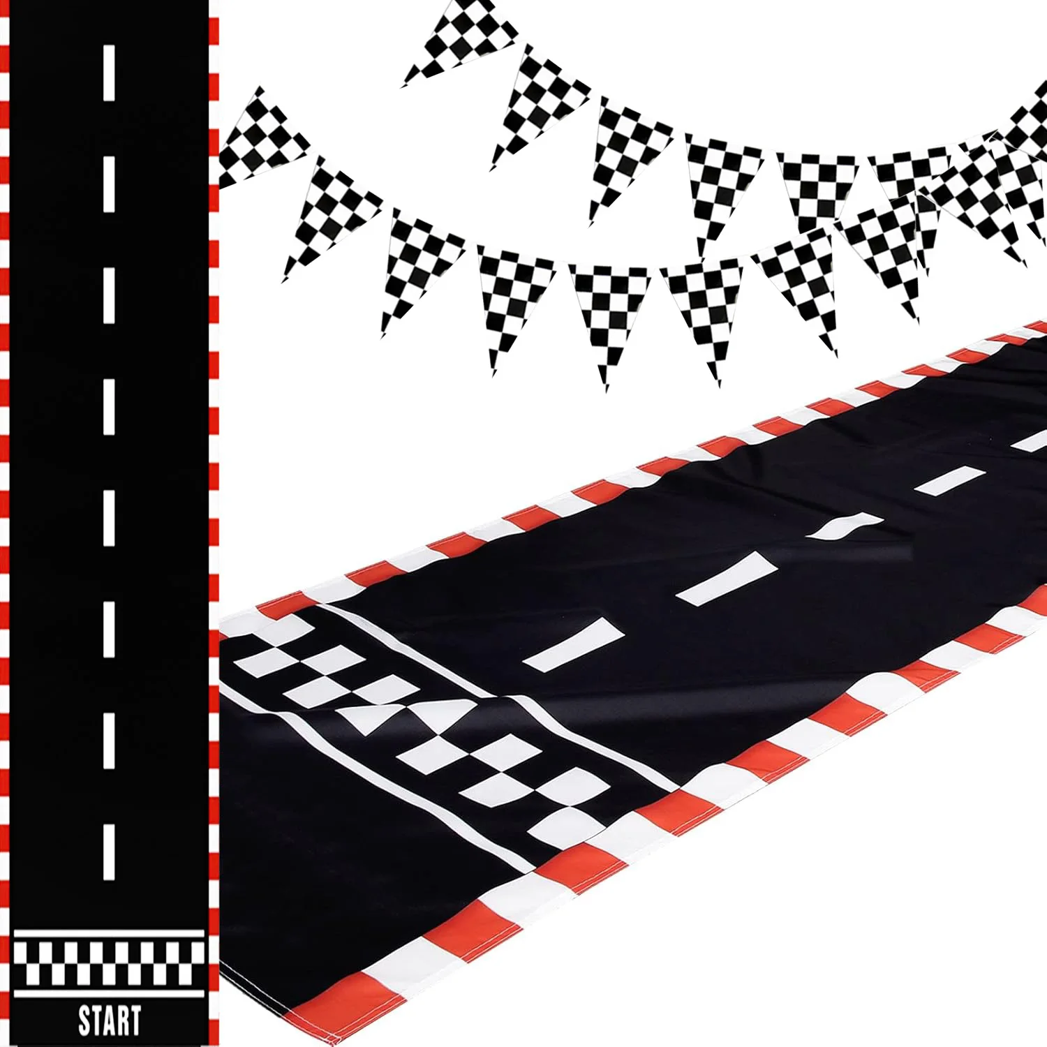Rennwagen, langer Racetrack-Tischläufer, 60 x 200 cm, Tischdecke, Tischdecken für Jungen, Kinder, Rennwagen-Themen, Geburtstagsparty-Dekorationen