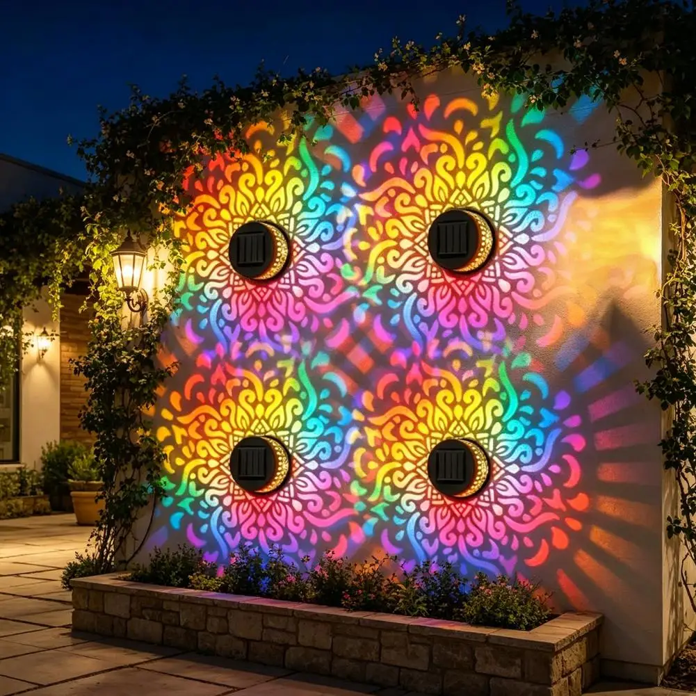 Solar Wall Light 7 Color Changing LED Metal Fence Lamp Waterproof Outdoor Garden Light for Yard Patio Column Decor Energy Saving