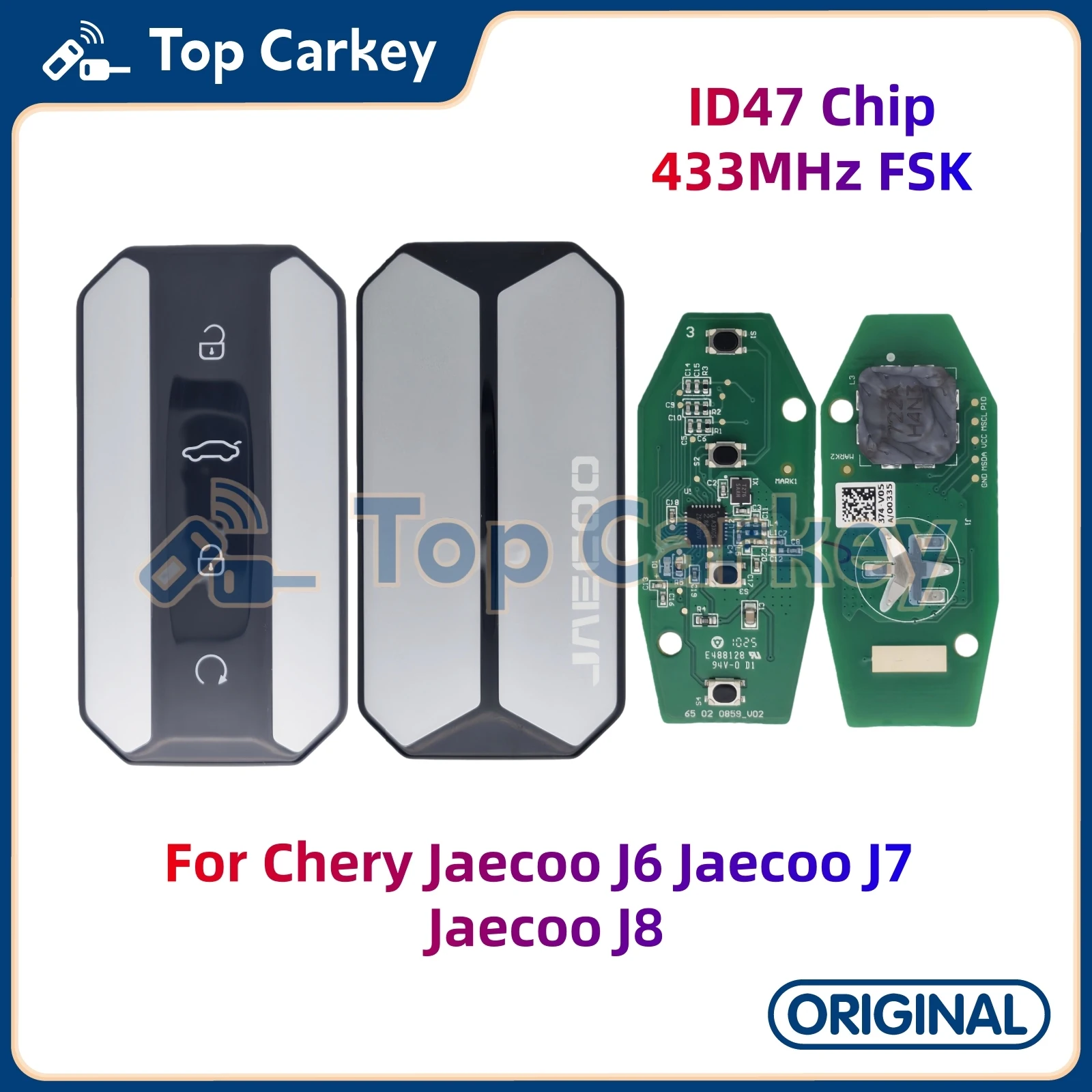 

TopCarkey Original Smart Remote Key ID47 Chip 433MHz for Chery Jaecoo J6 Jaecoo J7 Jaecoo J8