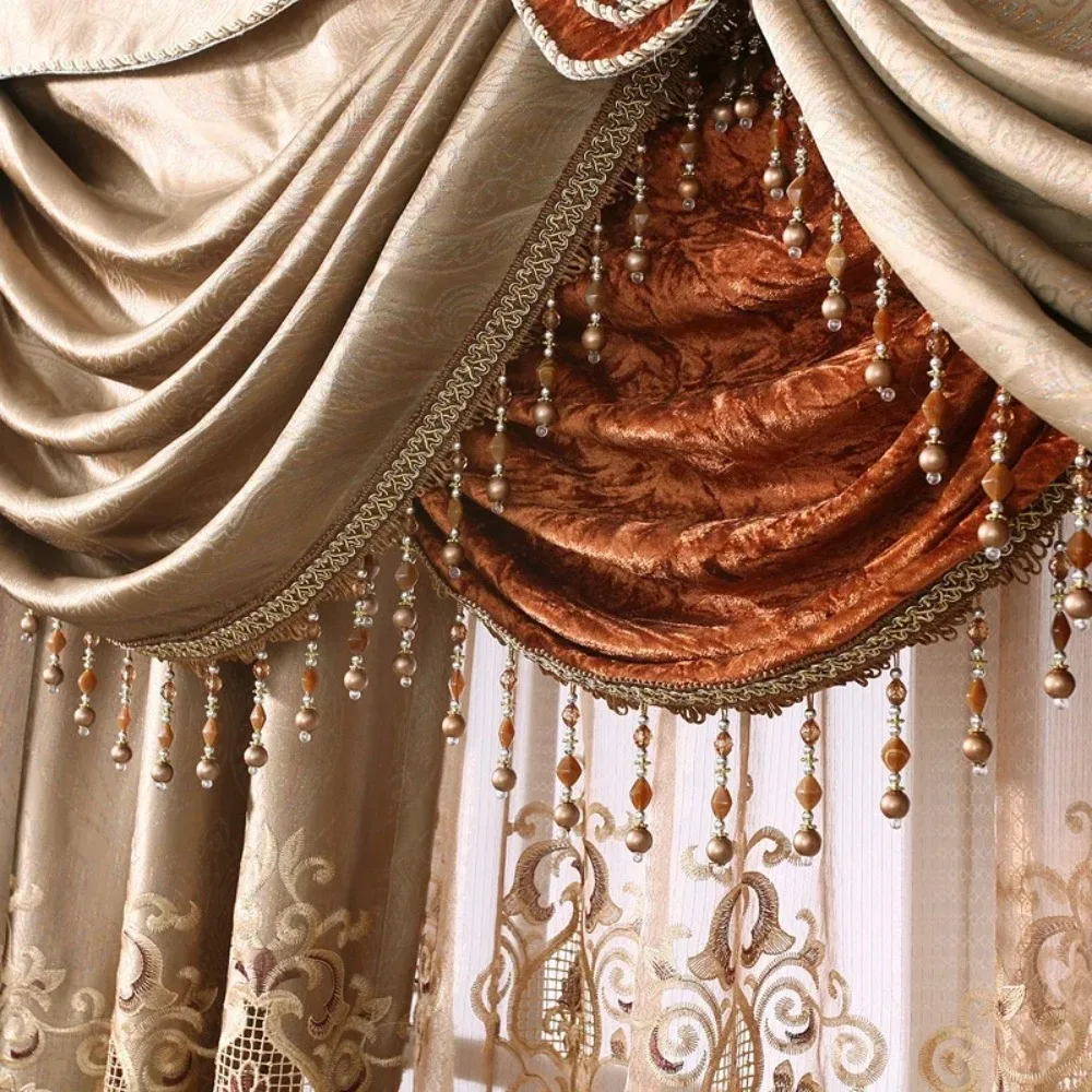 European luxury high-precision three-dimensional embroidered curtains for the Living Room Window curtain Bedroom luxury drapes