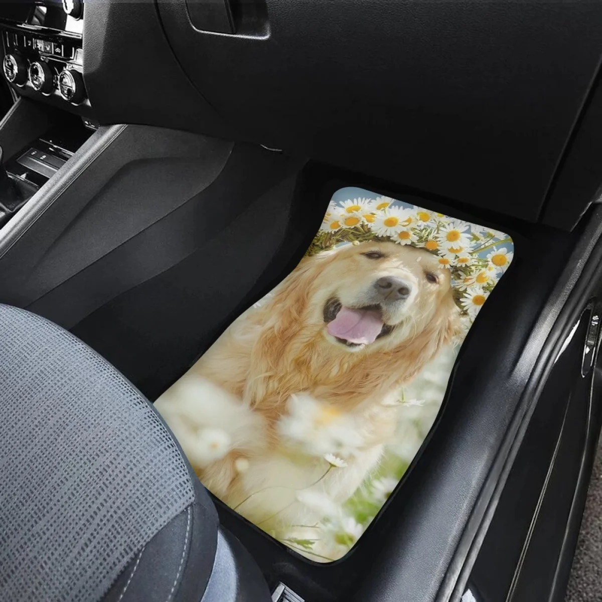 Car Floor Mats Labrador Retriever Pattern Auto Carpet for Women SUV Van Truck Waterproof Vehicles Accessories Easy to Install