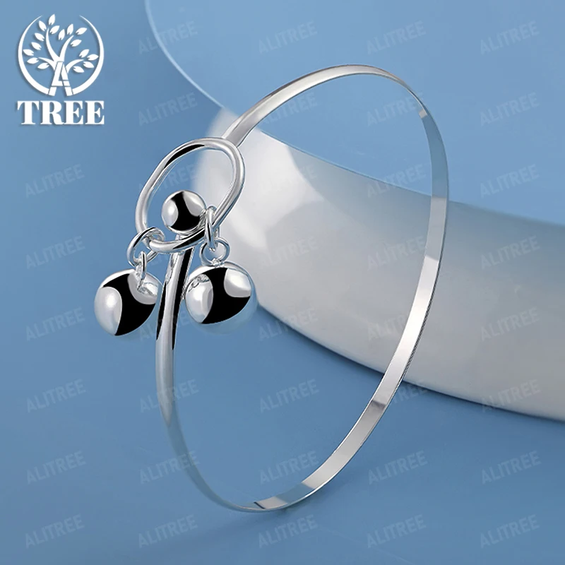 

New 925 Sterling Silver Round Adjustable Opening Bangles Women Party Engagement Wedding Birthday Gift Accessories Fine Jewelry