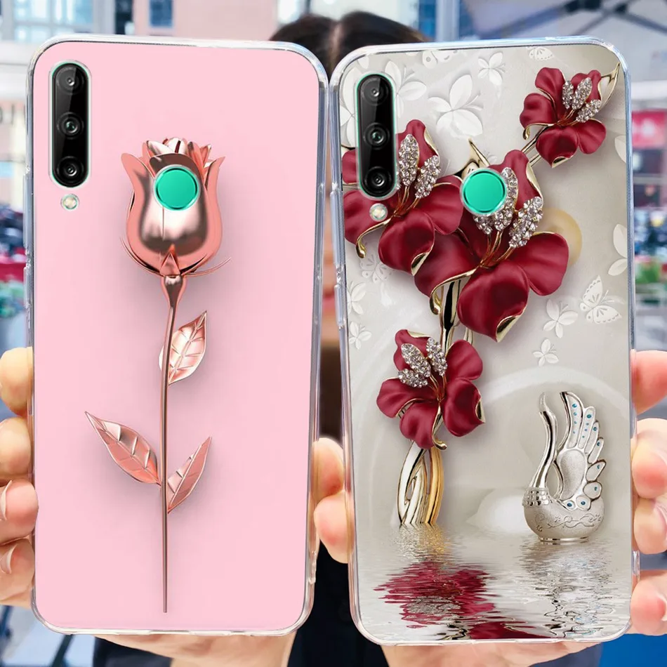 For Huawei Y7p Case Y7P 2020 ART-L28 ART-L29 Elegant Printing Soft Silicone TPU Clear Phone Back Cover