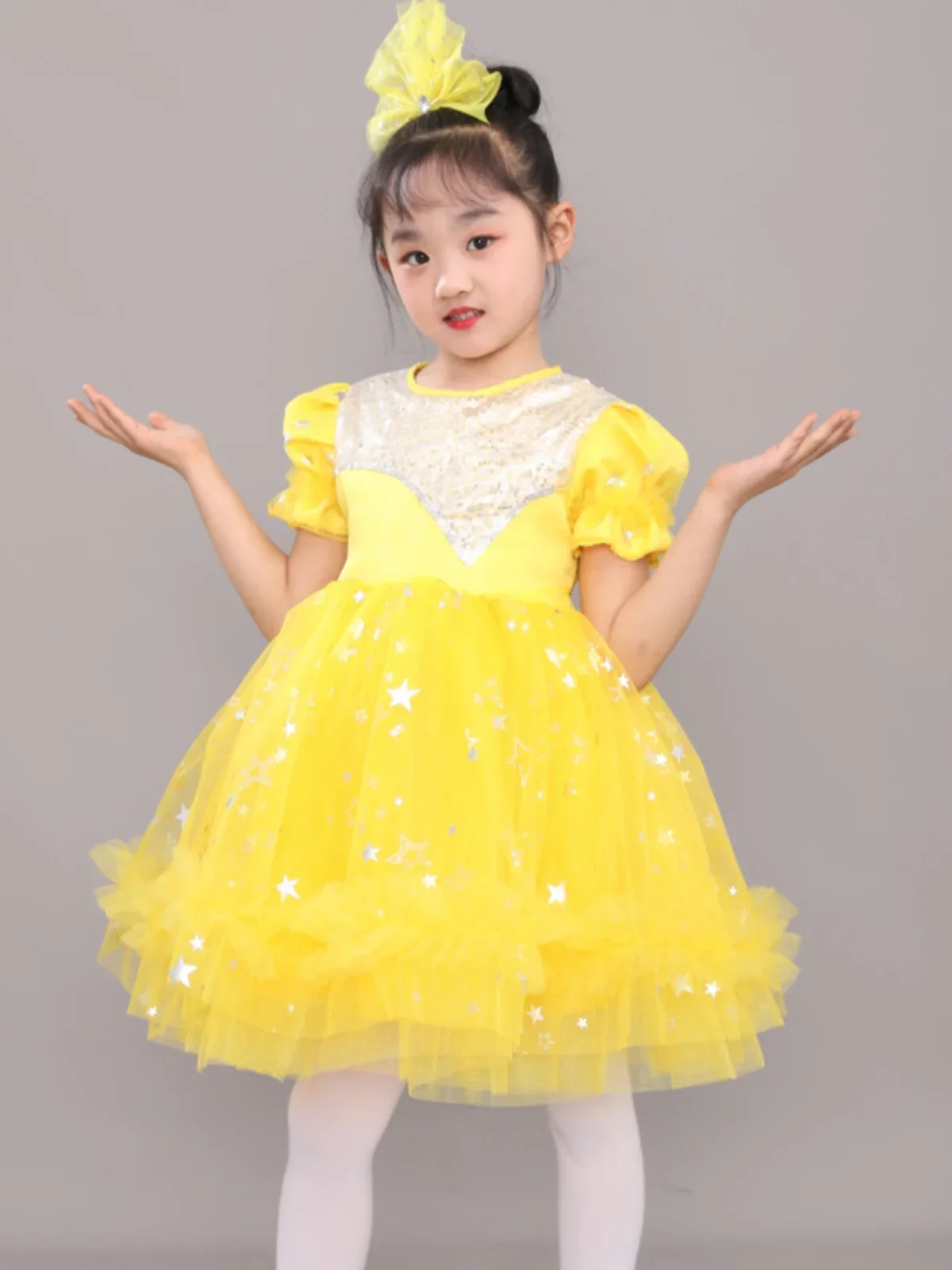 Children's performance costumes, girls' fluffy chiffon dresses, we are all little stars, dance sisters, cute little guys