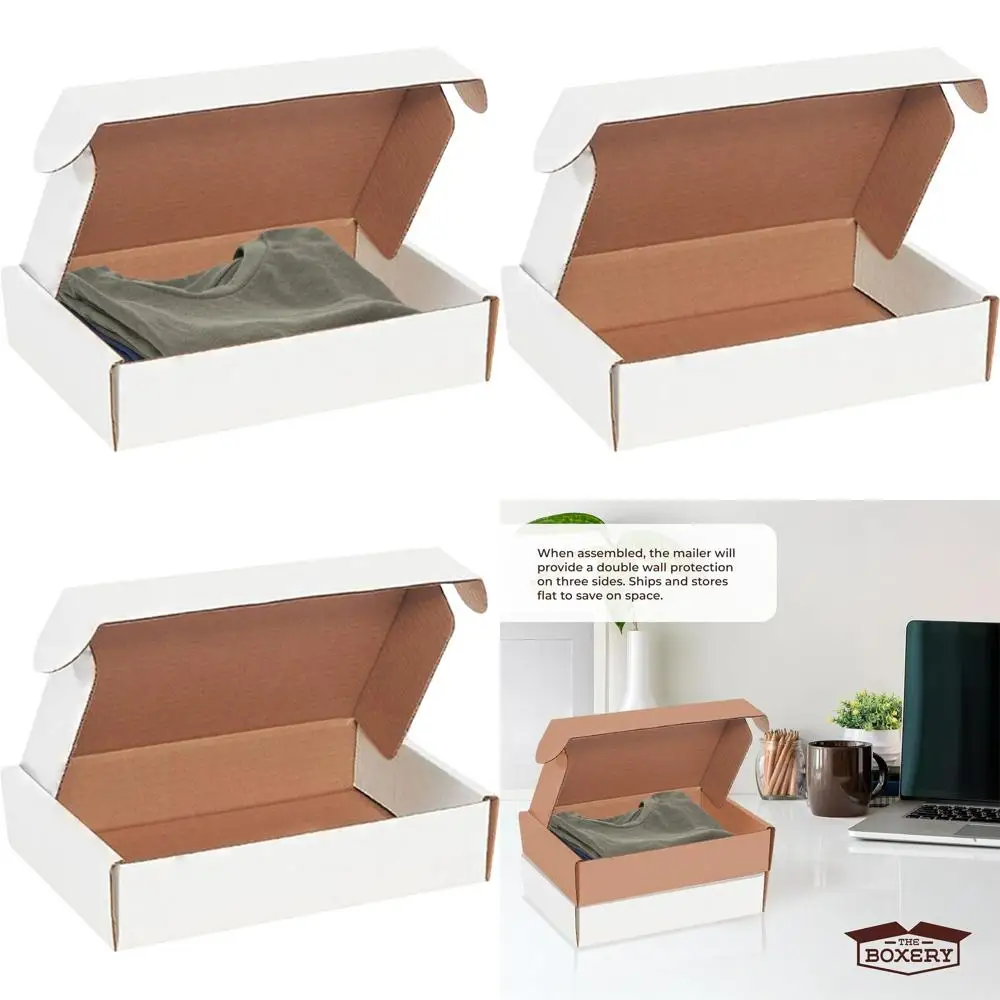 

100-Pack White 12.5x9.25x3 Inch Corrugated Shipping Boxes for Small Business Mailing and Packaging