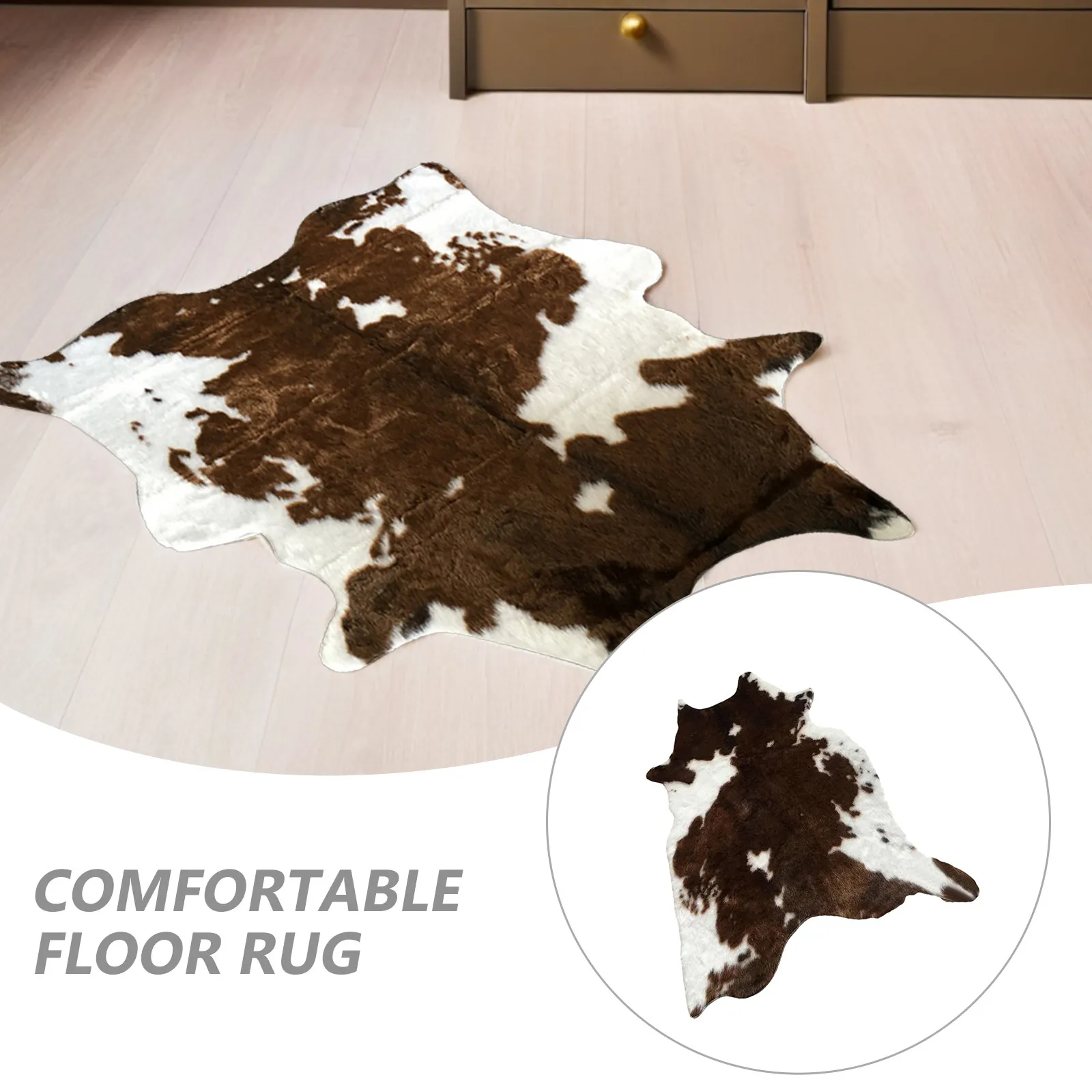 Supple Cow Print Floor Rug Comfortable Living Room Bedside Decorative Area Rug Washable Floor Mat Comfortable Ground Mat