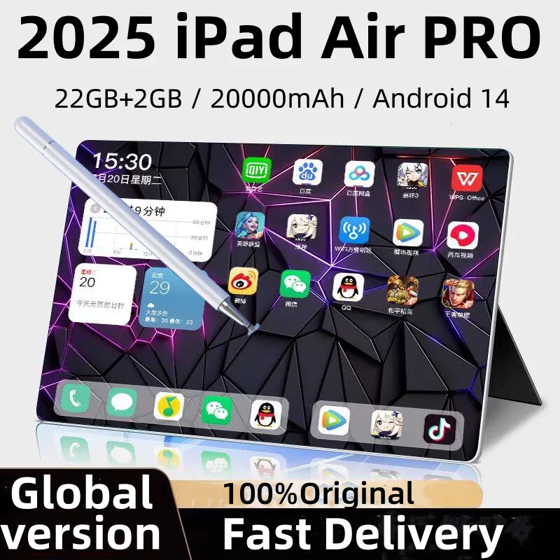 Оригинальный планшет iPad Air Pro 12 дюймов, 22 ГБ ОЗУ, 2 ТБ ПЗУ, планшет Android 14 Core Pad, планшетный ПК, телефон, двойной Wi-Fi, планшет android 태블
