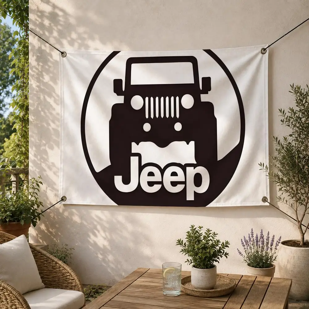 Car Jeep Wrangler Rubicon Off Road Flags Decorative Flag Banner for Outdoor Garden Yard Camping Party Home Wall Hanging Decor