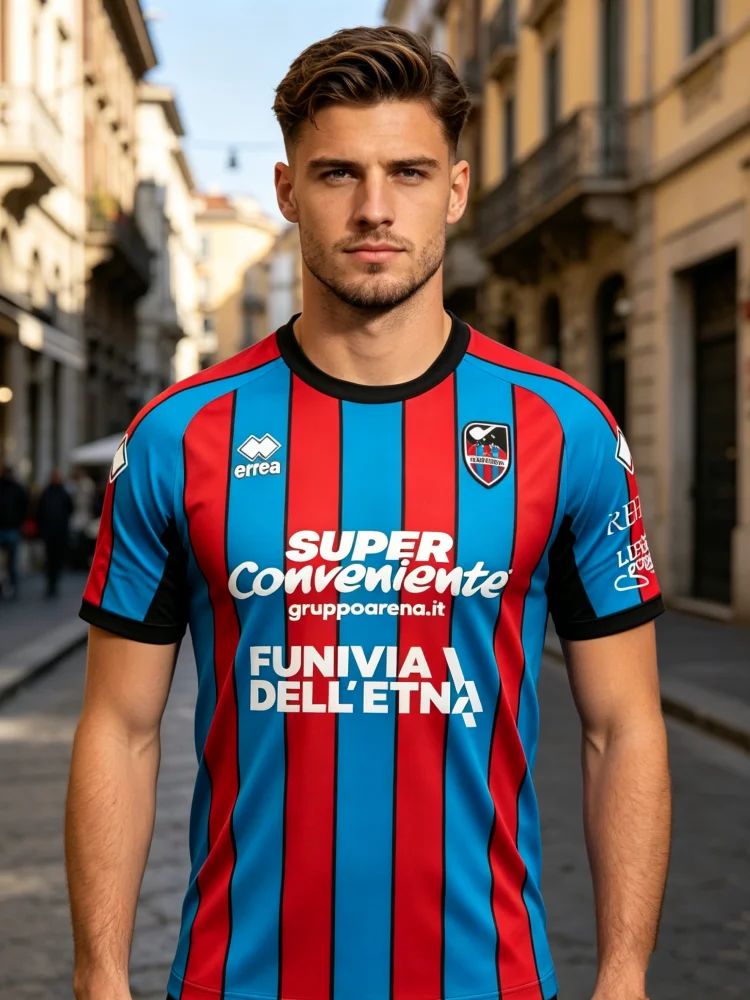 Camiseta de Futebol Estilo Moda Catania 26-27, Estilo Esportivo, Impressão Digital 3D, Camisetas de Manga Curta para Adultos e Crianças