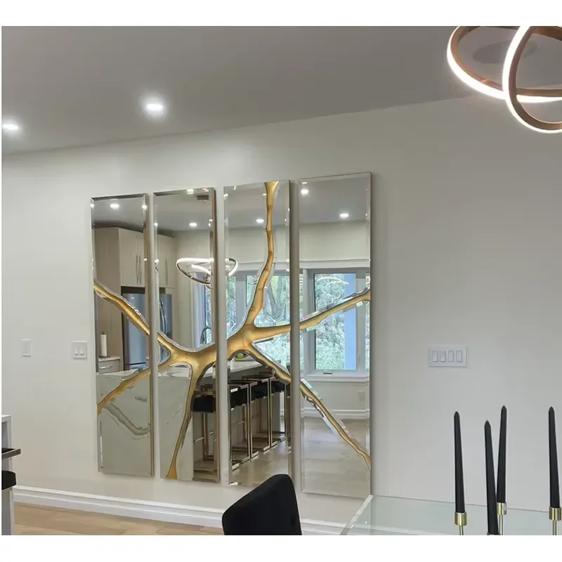 Luxury Gold Wall Mirror Set 4 Piece Unique Design Decorative Living Room Home Hotel High Quality Modern Art Decoration 4