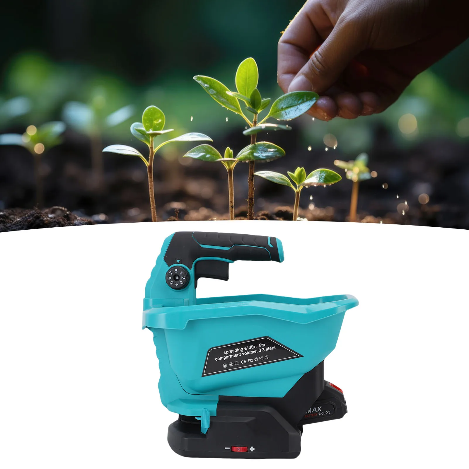 

Fertilizer Spreader Handheld Power Spreader 4L Available Year Round Battery Operated Spreader for Fertilizer Rock Salt Ice Melt